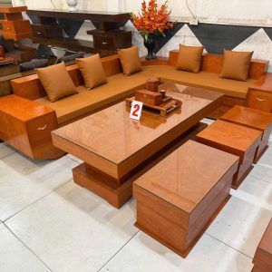 Sofa chân thuyền gỗ hương đá hàng víp