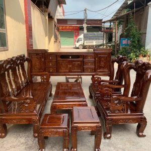 Bàn ghế gỗ tràm + kệ tivi giá chỉ 11 triệu