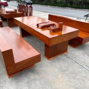 Bàn Ghế K3 Tựa Gỗ Hương Đá Đỏ