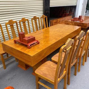 Bàn ăn gỗ cẩm vàng 10 ghế